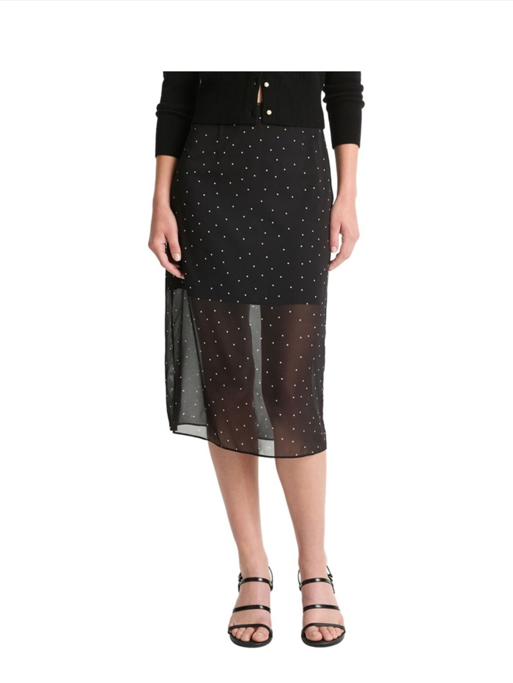 Vince Sheer Dot Silk-Blend Straight Skirt